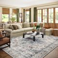 8x10 Area Rugs for Living Room, Washable Vintage Retro Floral Rug (grey)