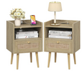Night Stand Set 2, Nightstands Set of 2 with Charging Station