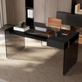 53.14" Modern Glass Office Desk with Drawer for Home Office