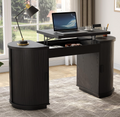 59 Inches Office Desk with Lift Top, Fluted Executive Desk w/Charging Outlets, Mid-Century Modern Computer Desk with Storage