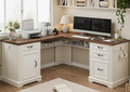 Farmhouse L Shaped Executive Desk with 4 Drawers