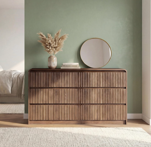 6 Drawer Dresser for Bedroom,47" Wide Wooden Dresser Chest of Drawers